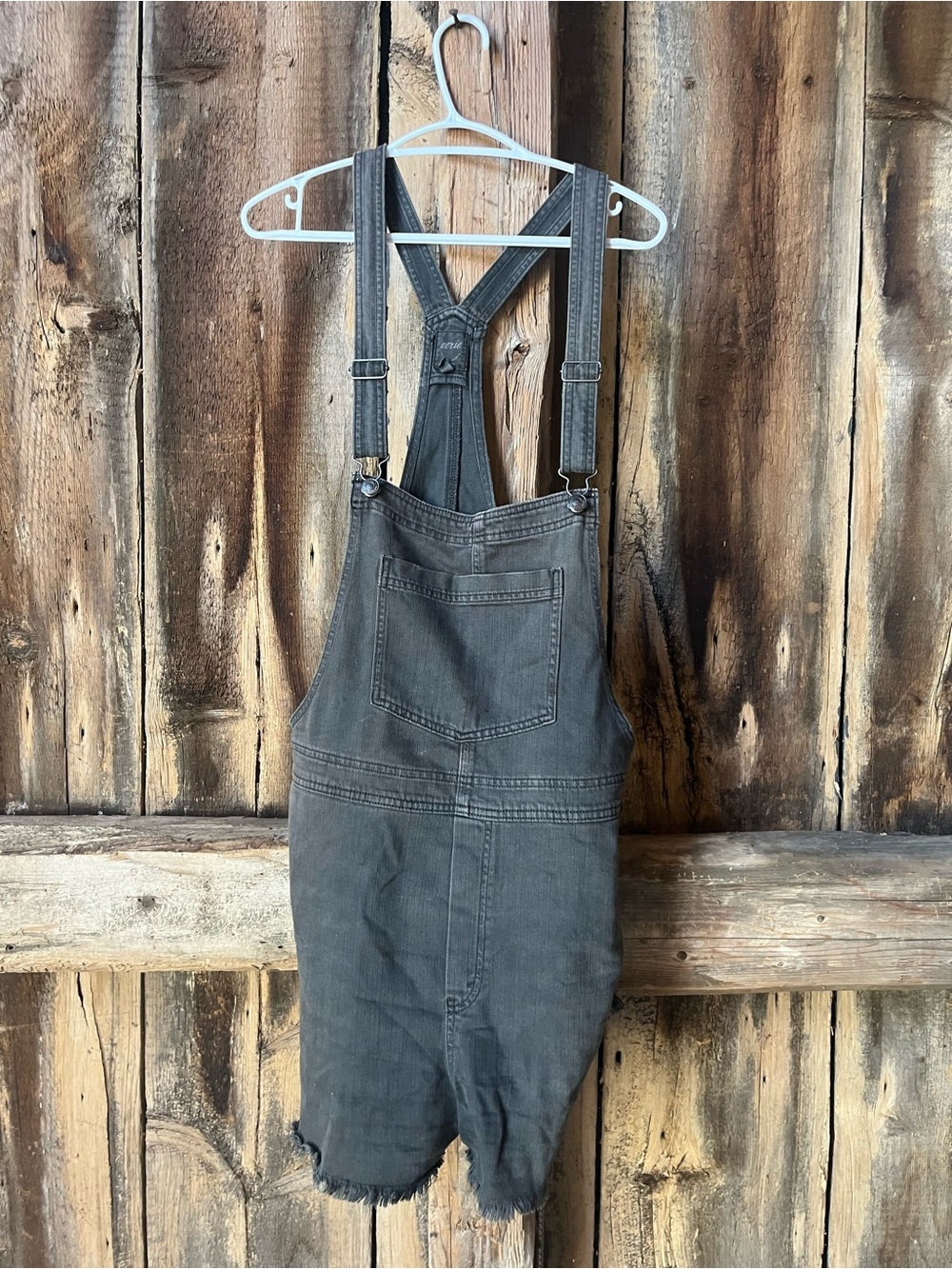 aerie Black Denim Short Overalls Romper